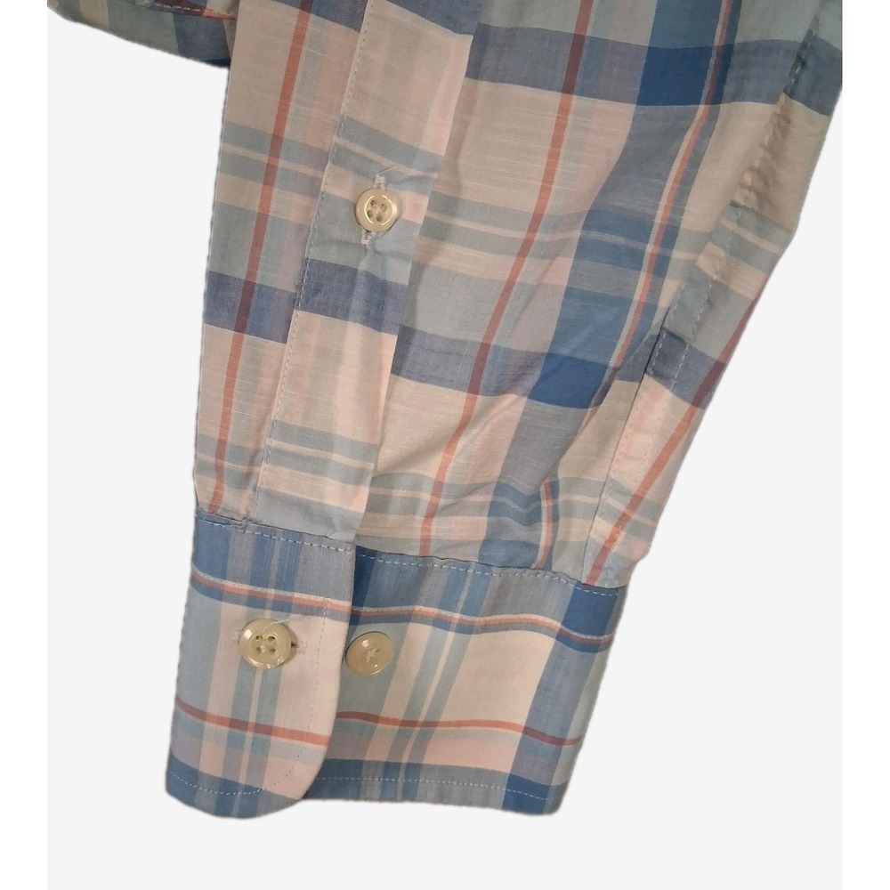 Peter Millar Men's Large Long Sleeve Plaid Stretch Shirt Blue White - Picture 6 of 14